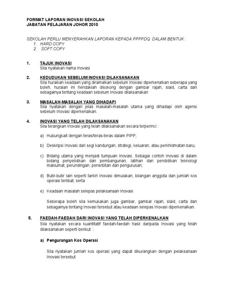 Format Laporan Inovasi Sekolah