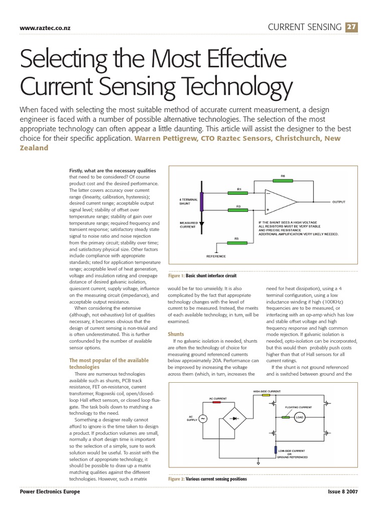 Effective Current Sensing Technologies | PDF | Electric Current | Amplifier
