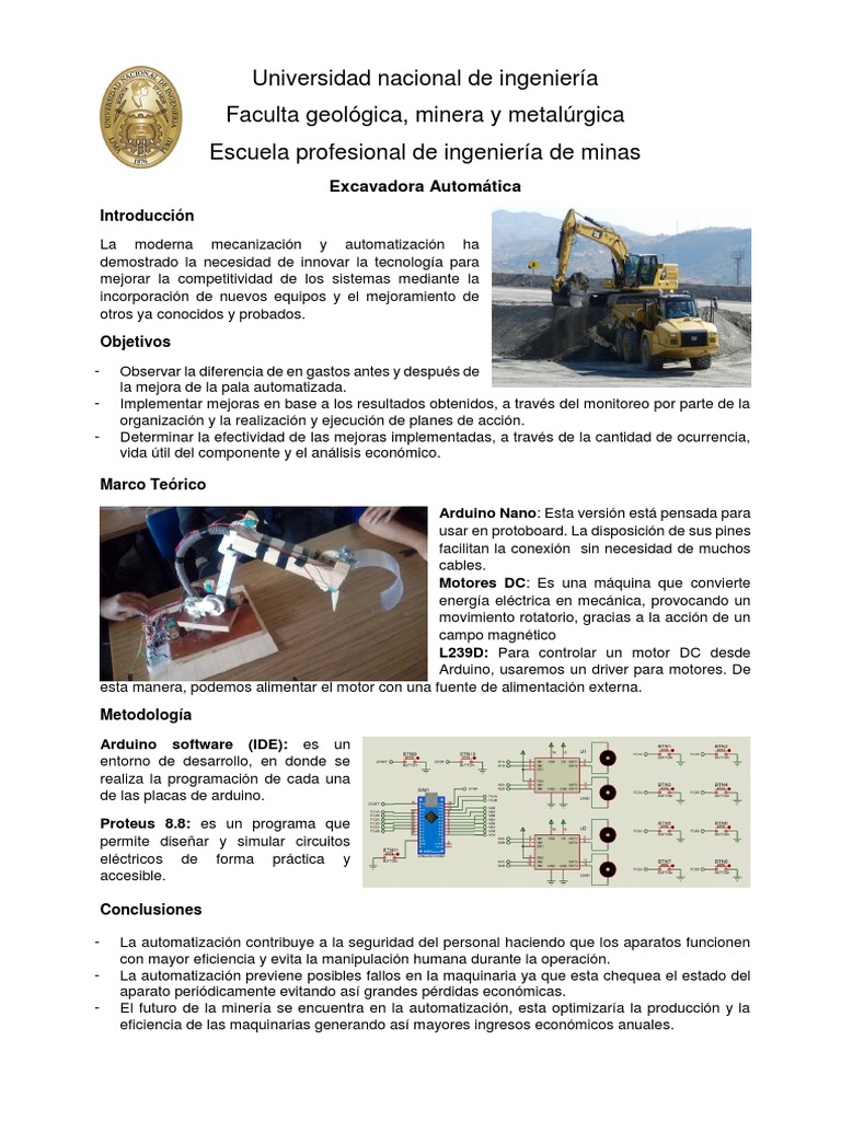 Excavadora Autoamtica Con Arduino AutoRecovered | PDF | Automatización ...