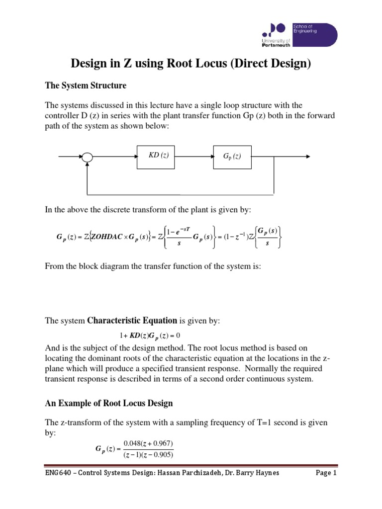 Root Locus Design in Control Systems | PDF | Control Theory | Systems ...