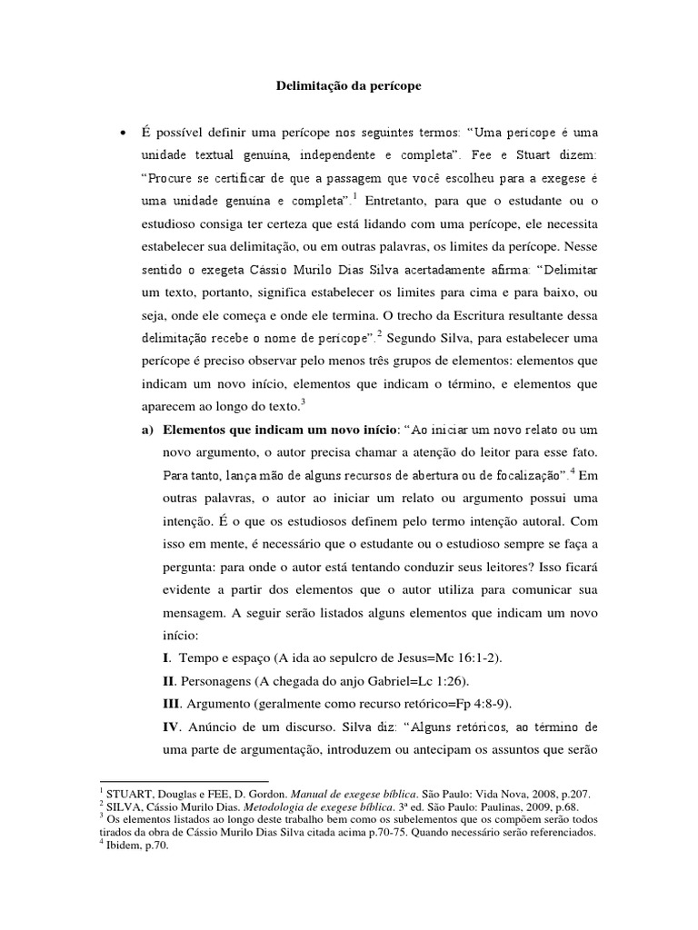 Delimitação da Perícope Bíblica | PDF | Apóstolo Paulo | Igreja cristã
