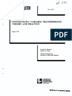 Continuously Variable Transmissions: Theory and Practice: August 1979