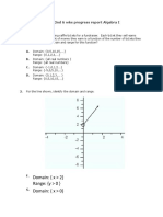 Domain: (X 2) Range: (Y 0) Domain: (X 0) : Test - 2nd 6 Wks Progress Report Algebra I