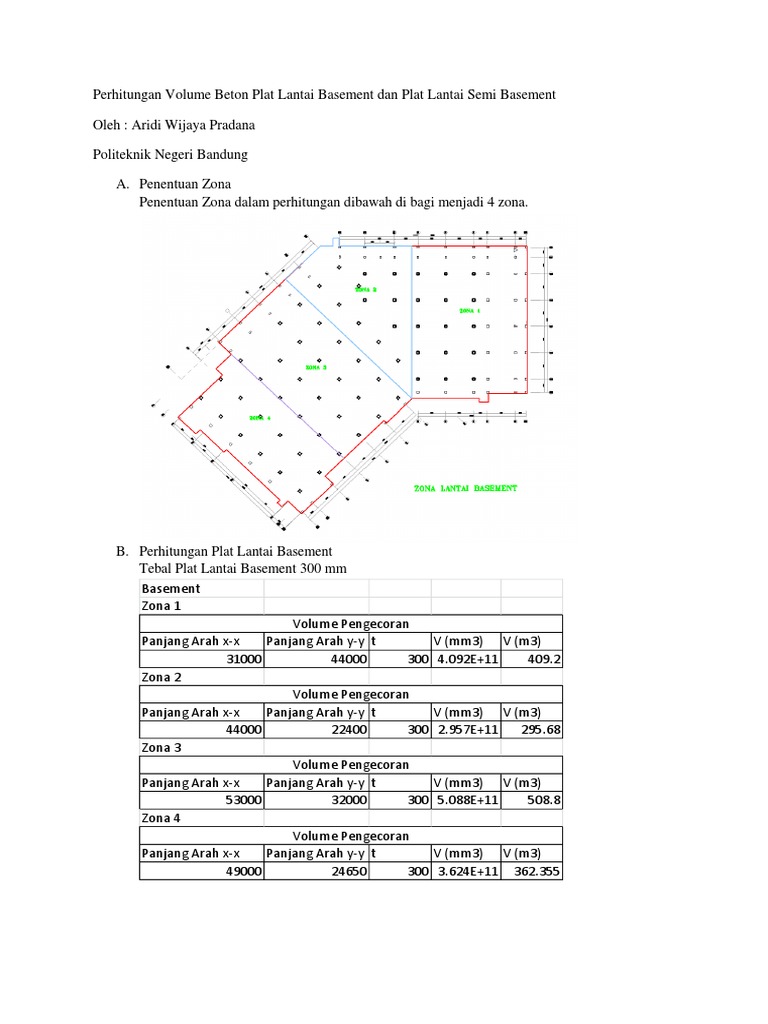 Perhitungan Volume Plat Lantai Basement | PDF