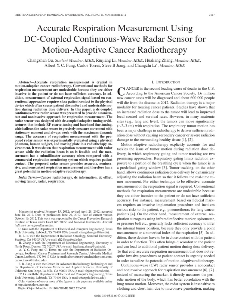 10 1109@tbme 2012 2206591 PDF | PDF | Radiation Therapy | Amplifier