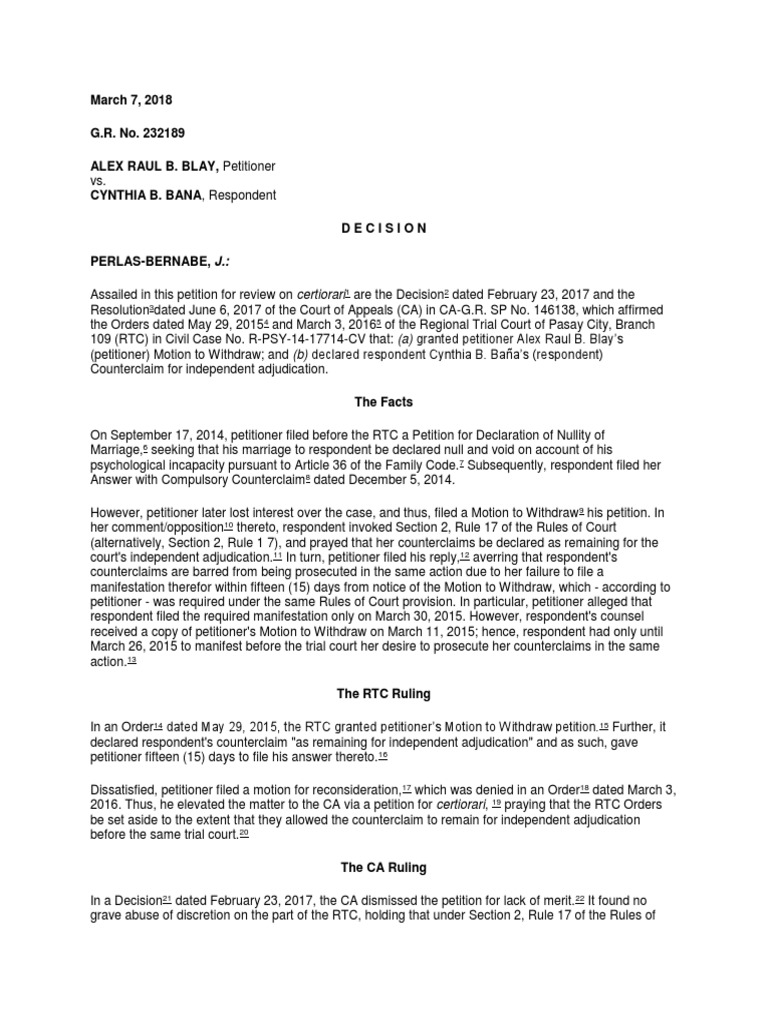 Court Ruling on Marriage Nullity Case | PDF | Complaint | Prejudice ...