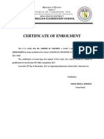 Certificate of Enrolment: Cagmaslog Elementary School