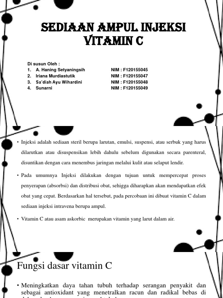 Formulasi Injeksi Ampul Vitamin C | PDF