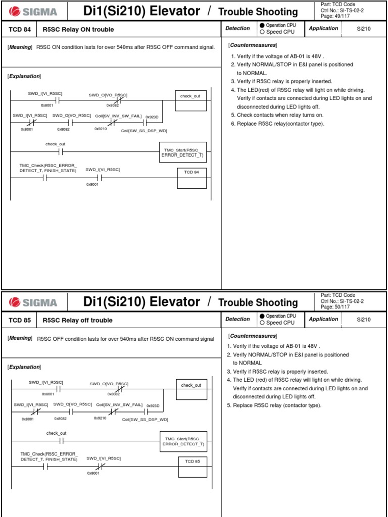 Si210 Elevator Relay Troubleshooting Guide | PDF | Relay | Direct Current