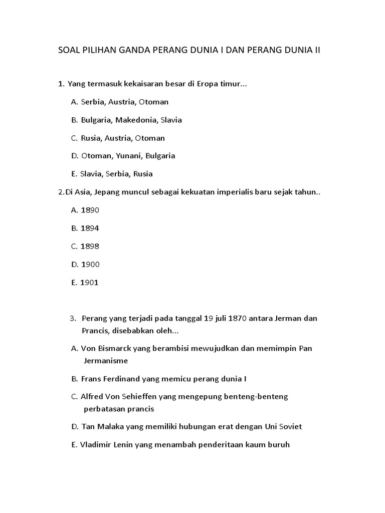 Contoh Soal Pg Perang Dingin Kls Xii