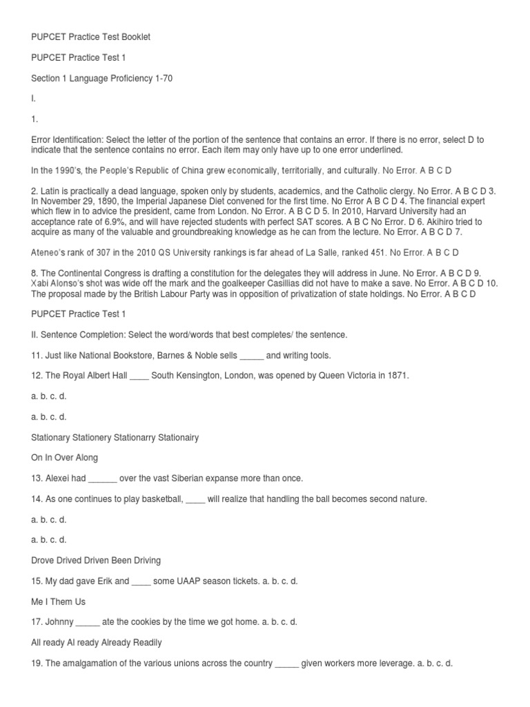 PUPCET Practice Test Booklet | PDF | Eugenics | Gene Therapy