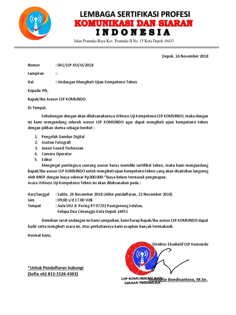 Undangan Uji Kompetensi