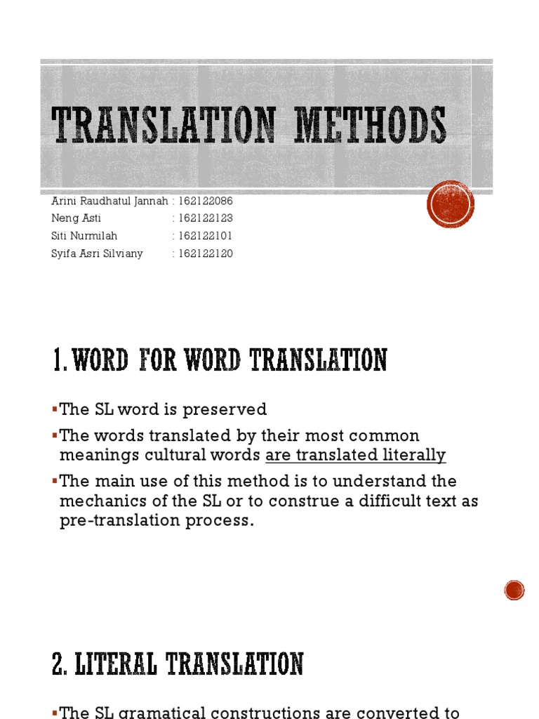 Translation Methods Overview | PDF