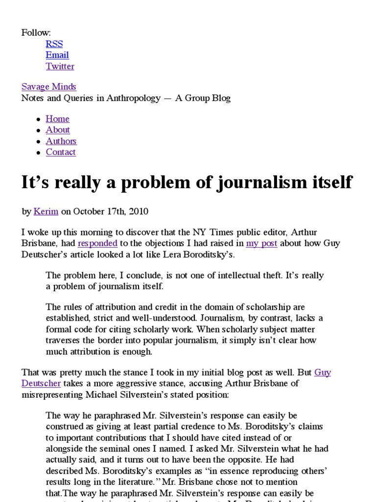 It's Really A Problem of Journalism Itself - Savage Minds | PDF