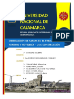 Universidad Nacional de Cajamarca: Observación de Tareas en El Pabellón de Turismo Y Hotelería - Unc Construcción