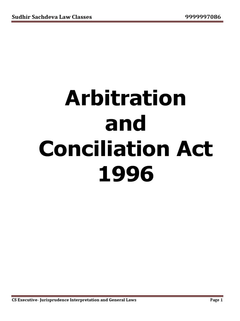 Arbitration and Conciliation Act 1996 | PDF | Arbitration ...