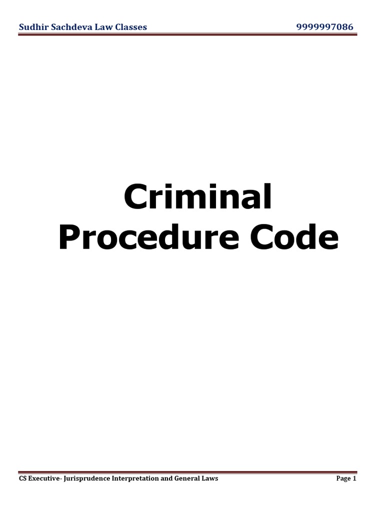 Overview of Criminal Procedure Code | PDF | Mens Rea | Crime & Violence