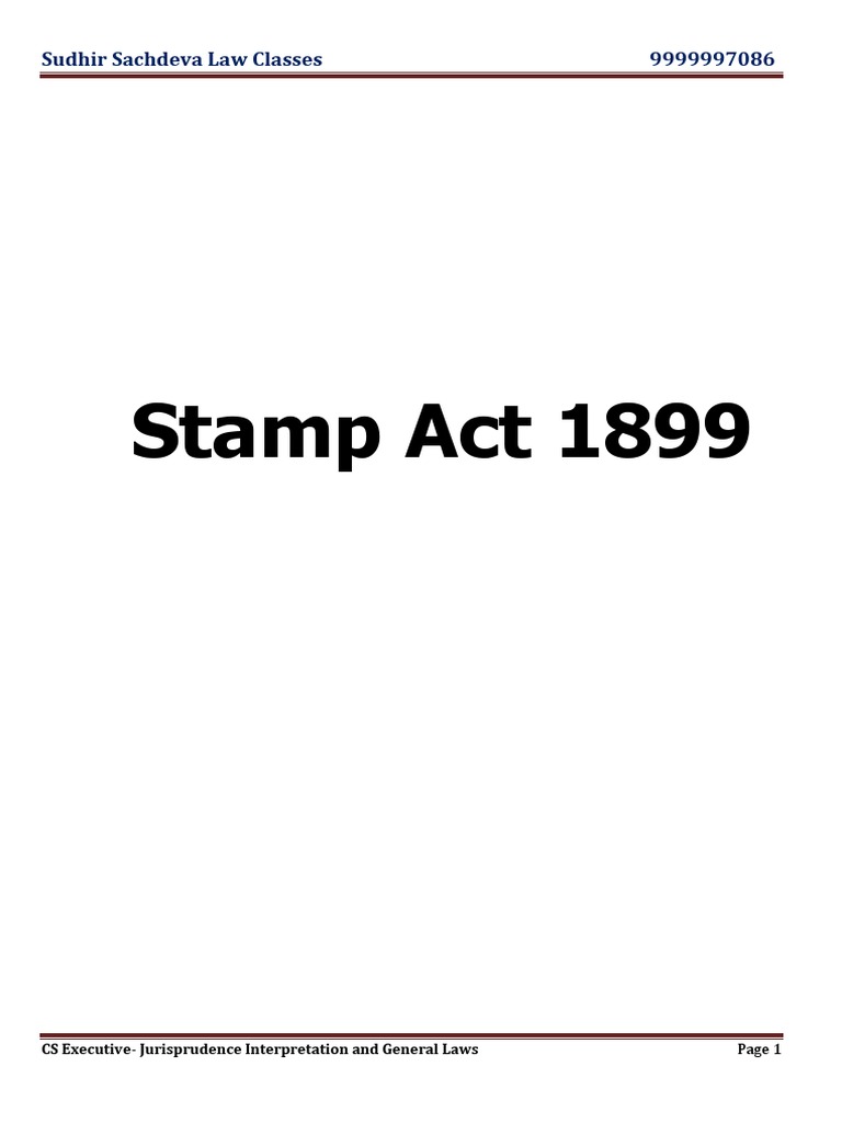 Stamp Act 1899 PDF Conveyancing Deed