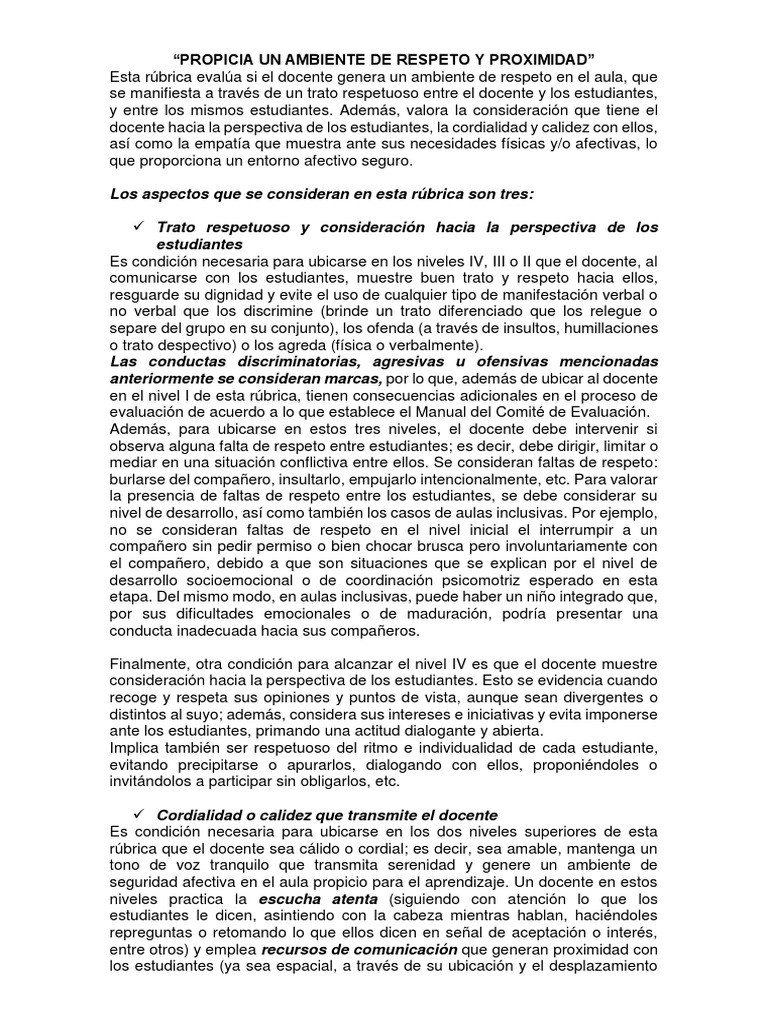 Propicia Un Ambiente de Respeto y Proximidad | PDF | Salón de clases ...