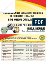 Personal Financial Management Practices of Secondary Educators in The National Capital Region Angel C. Rodriguez
