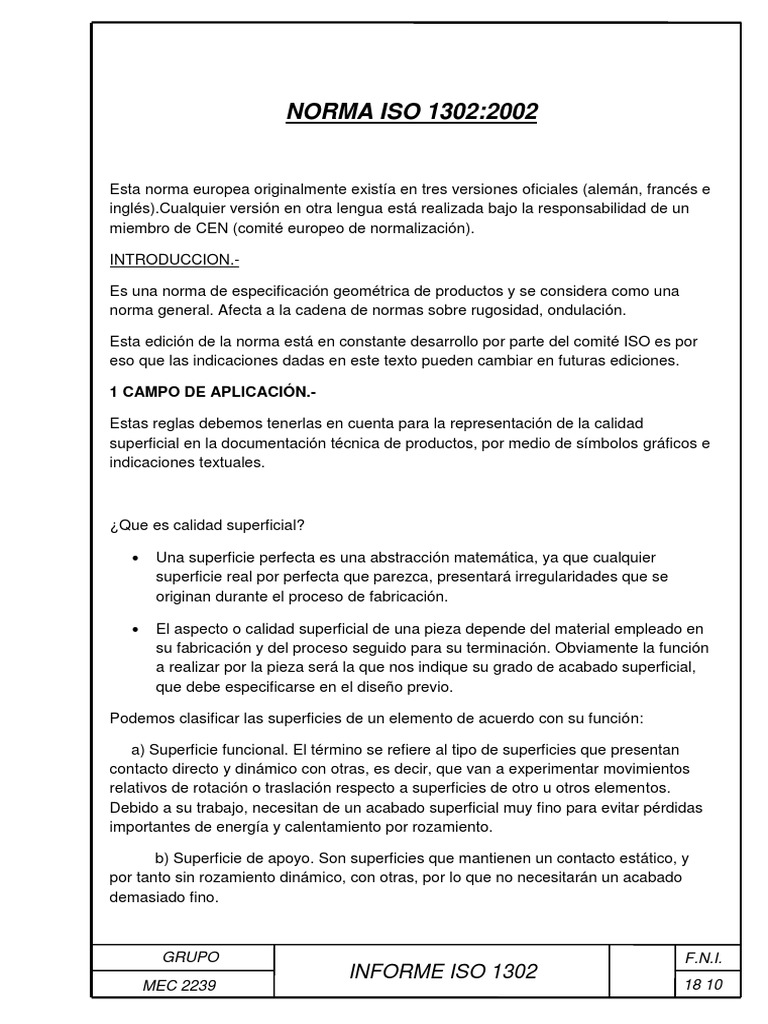 Informe sobre la norma ISO 1302:2002 | PDF | Muestreo (Estadísticas ...
