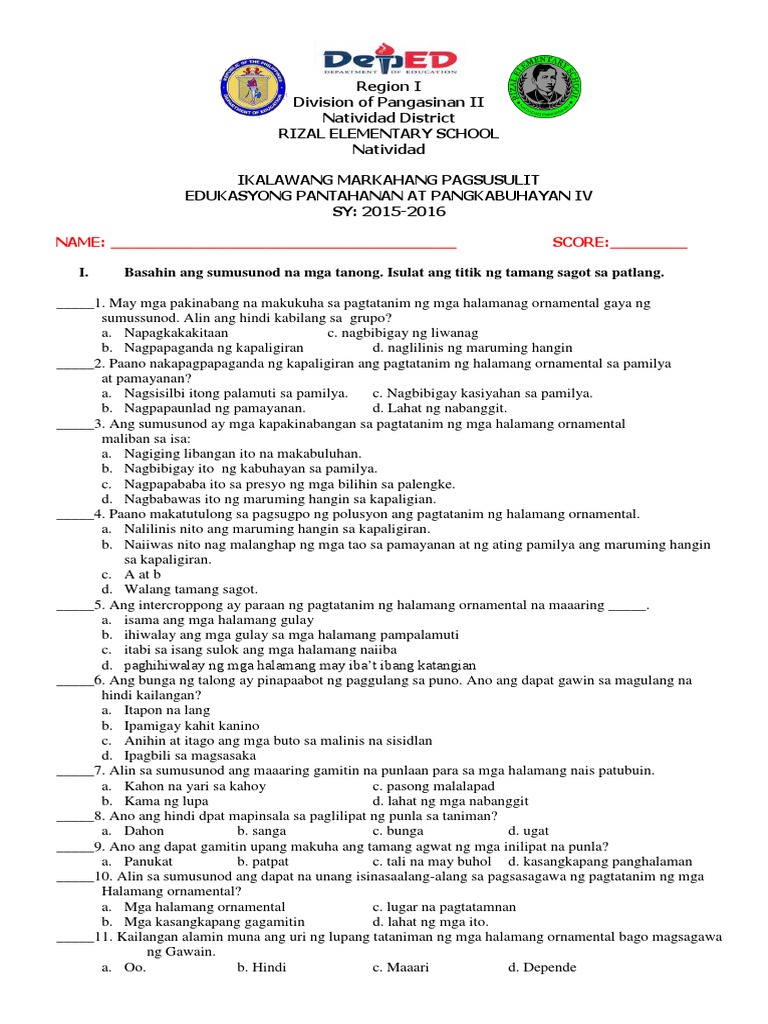 2nd Periodic Test in Epp | PDF