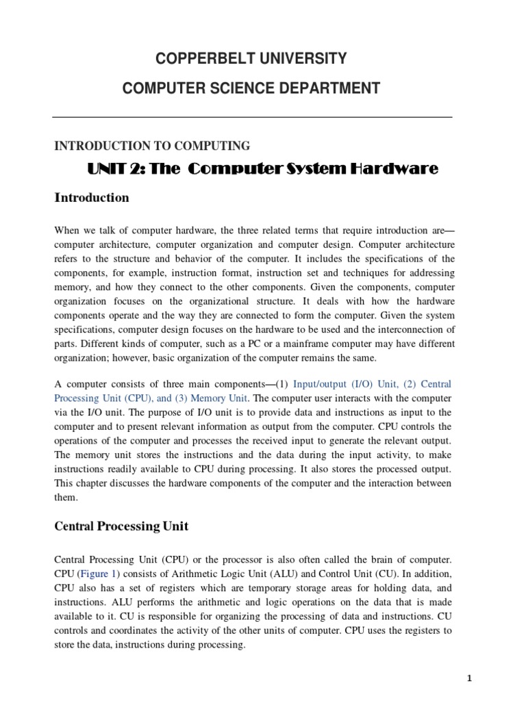 UNIT 2 - Computer System Hardware | PDF | Computer Data Storage ...