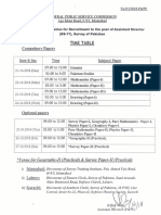 CE 2018 Survey of Pakistan Time Table