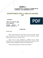 Lição 11 - Despertemos para A Vinda Do Grande Rei