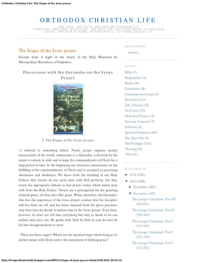Orthodox Christian Life The Stages of The Jesus Prayer | PDF | Eastern ...