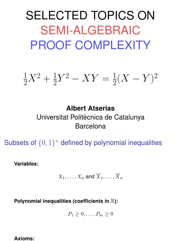 Semi-Algebraic Proof Complexity Insights | PDF | Polynomial ...