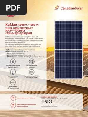 Csi Kumax Cs3u 345 360 P Pdf Solar Panel Fuse Electrical