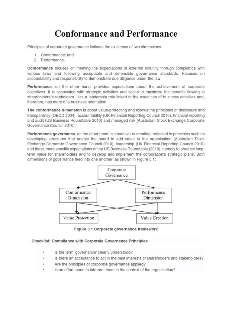 Conformance vs Performance in Governance | PDF | Corporate Governance ...