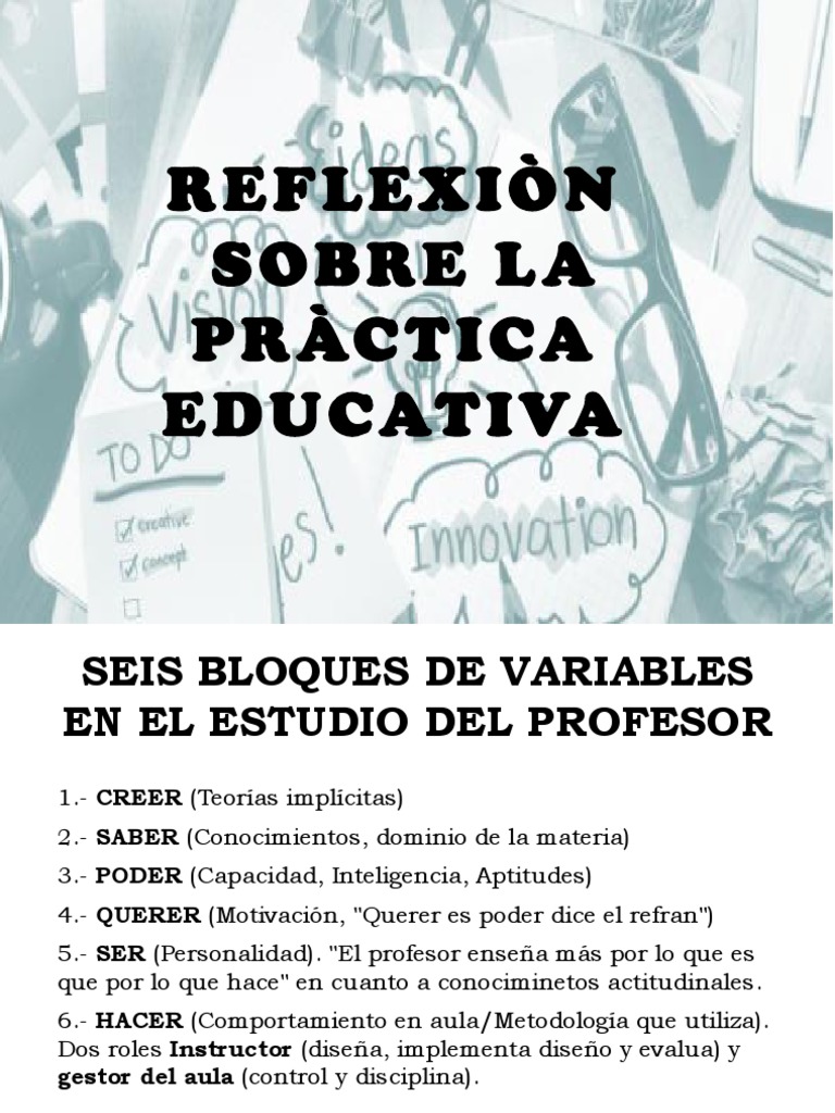 Reflexion Sobre La Practica Educativa | PDF | Maestros | Salón de clases