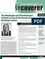 Coverer: The Advantages and Disadvantages of Deeds in Lieu of Foreclosure For Mortgage Lenders