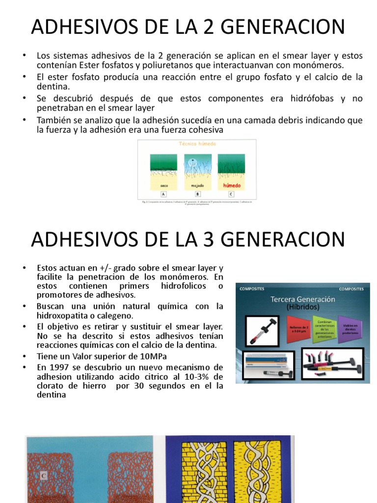 Generaciones de Adhesivos Dentales | PDF | Compuestos químicos | Materiales