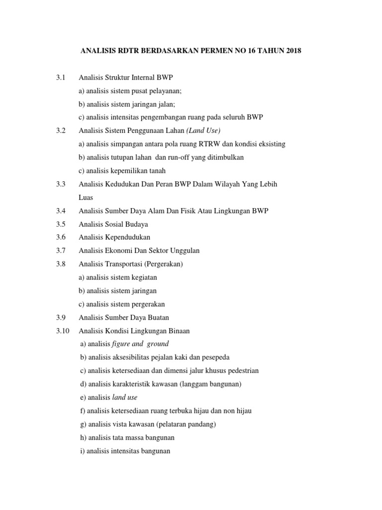 Analisis RDTR Berdasarkan Permen 16/2018 | PDF