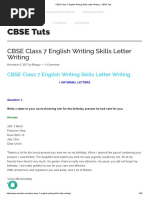 CBSE Class 7 English Writing Skills Letter Writing - CBSE Tuts