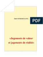 Durkheim: Jugements de Valeur