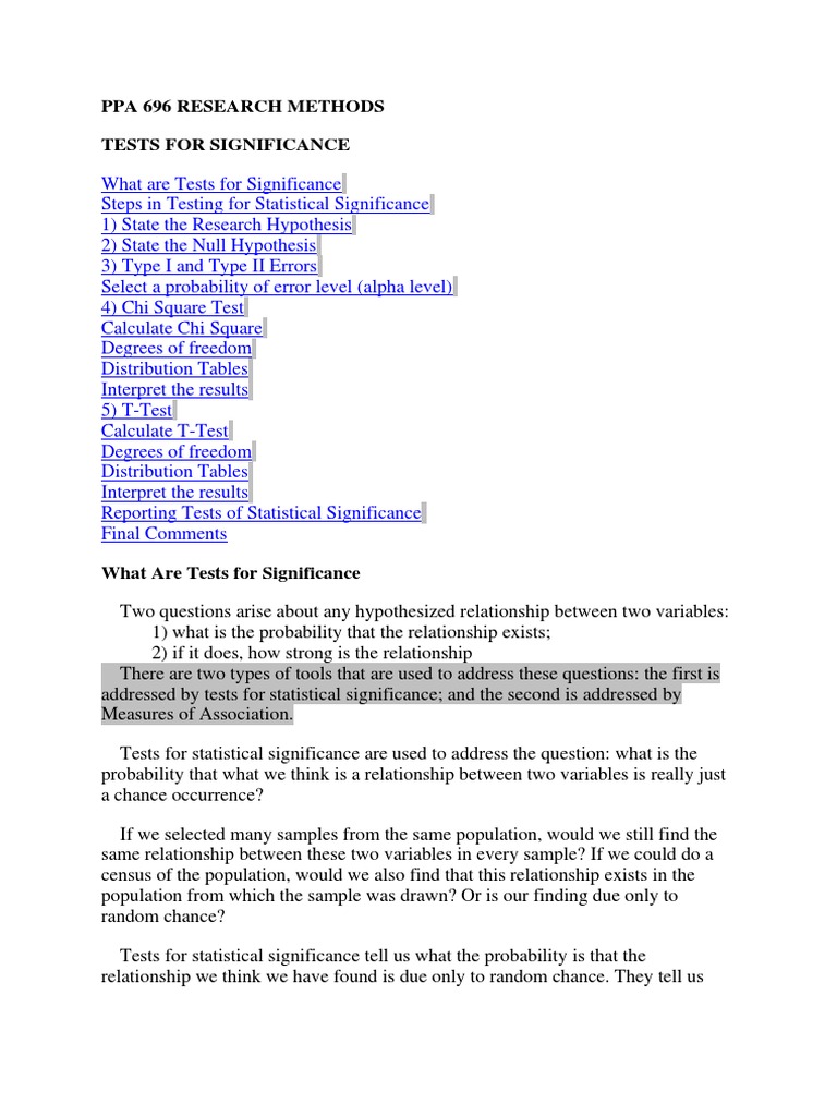 Understanding Statistical Significance | PDF | Statistical Hypothesis ...