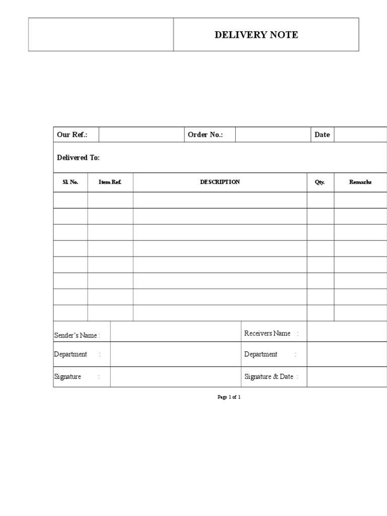 Delivery Note Details | PDF