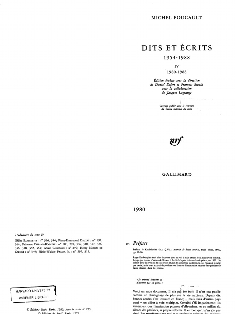 Foucault Dits Et Écrits 4 | PDF