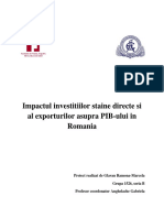 Influenta Investitiilor Staine Directe Si A Exporturilor Asupra PIB