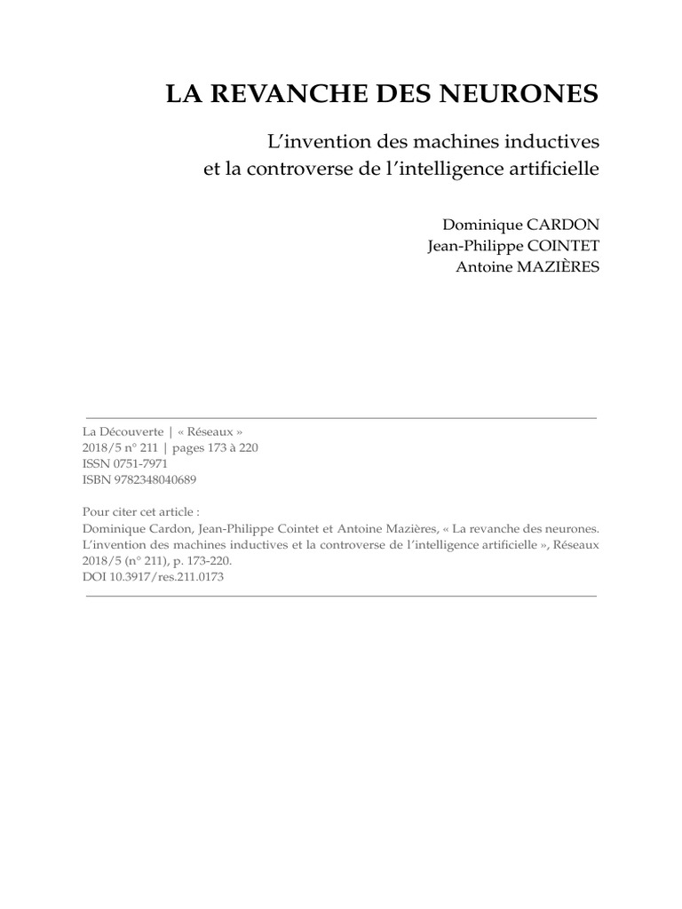 Réseaux de neurones et IA : Histoire et enjeux | PDF | Intelligence ...