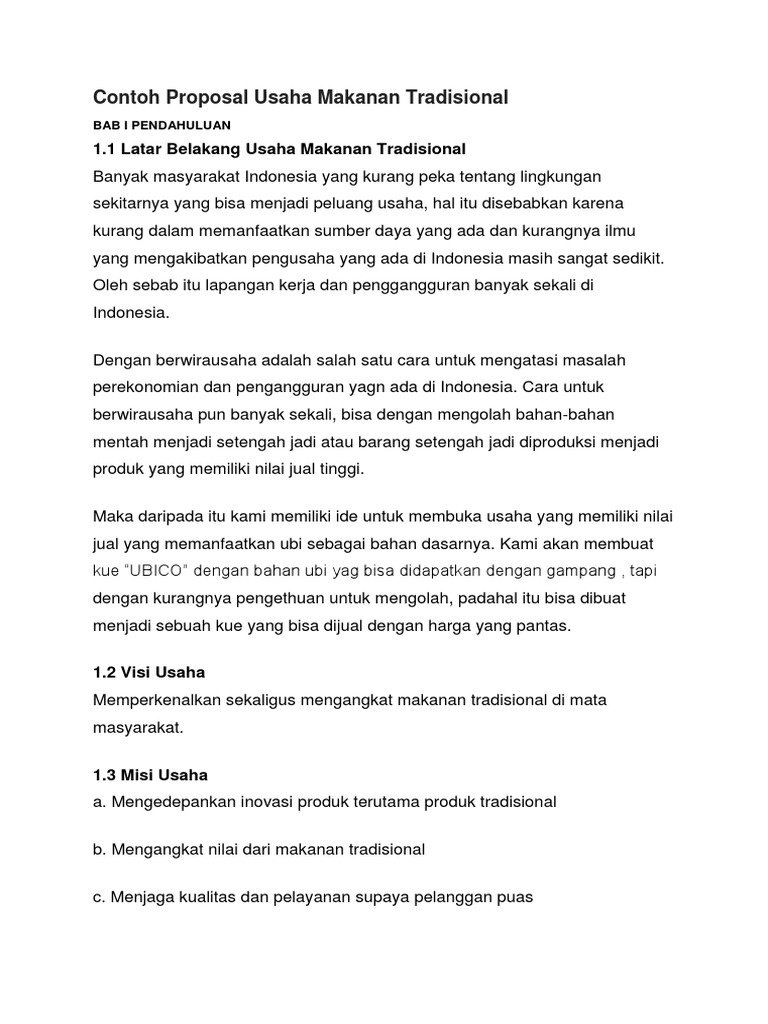 Contoh Proposal Usaha Makanan Tradisional Serabi Berbagi Contoh Proposal