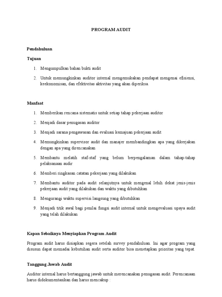 Panduan Menyusun Program Audit Efektif | PDF