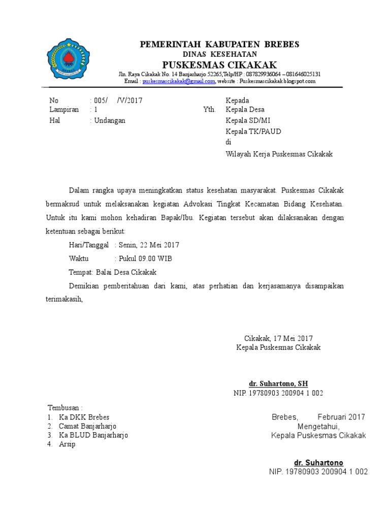 SURAT Undangan Kegiatan Advokasi | PDF