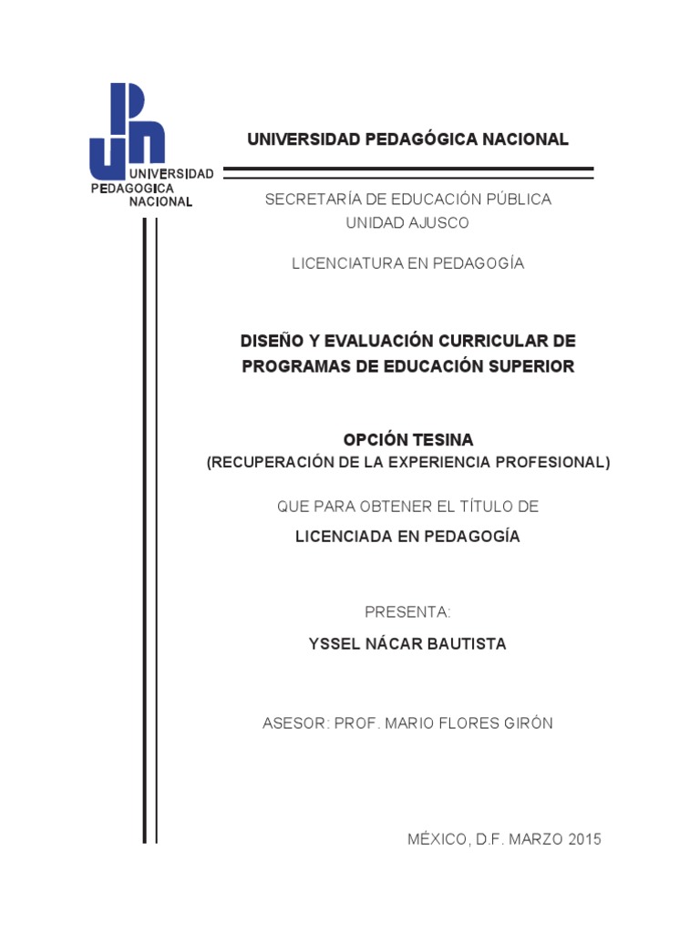 Diseño y Evaluacion Curricular de Programas de Educacion Superior | PDF ...