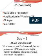 Day-2 (Contents) : About XP Task Menu Properties Application in Windows XP Notepad Calculator