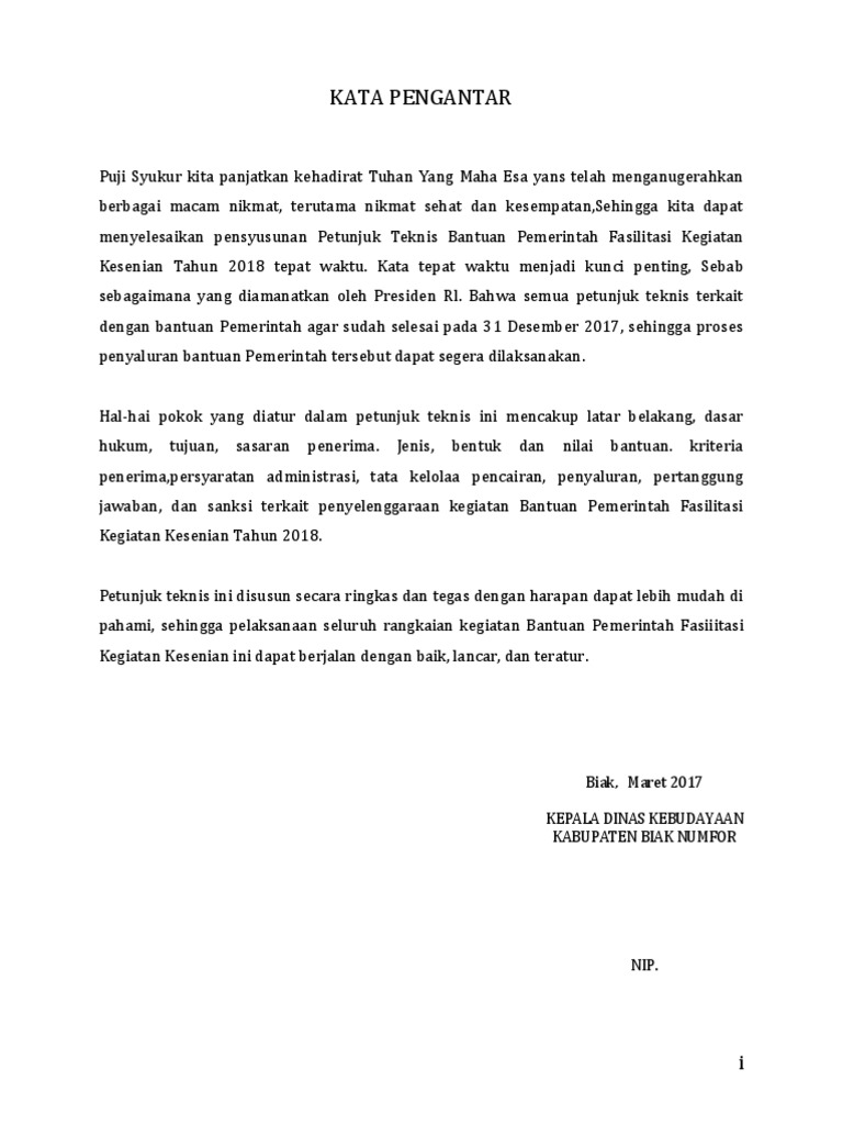 Juknis Kata Pengantar Dan Daftar Isi